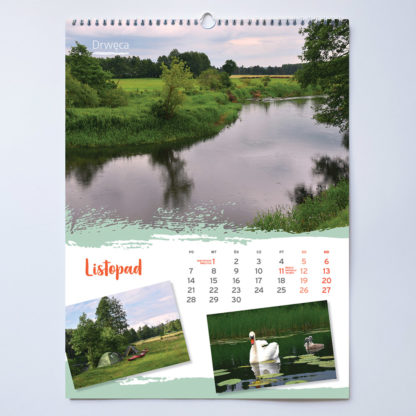 karta kalendarza rzeka zielony brzeg