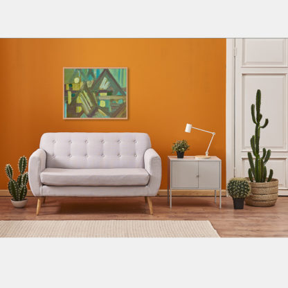 zielony obraz abstrakcja nad kanapą